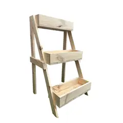 GENERICO - Jardinera o macetero en madera 3 niveles en bruto 96x50x55
