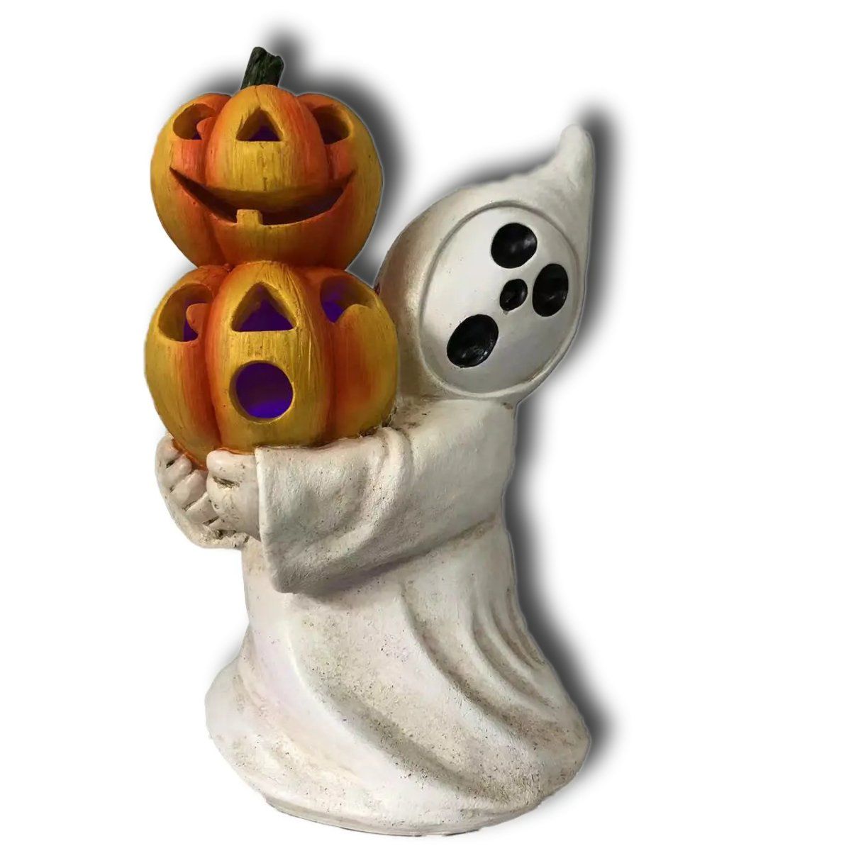 HALLOWEEN - FANTASMA CON CALABAZA DOBLE DE RESINA LED