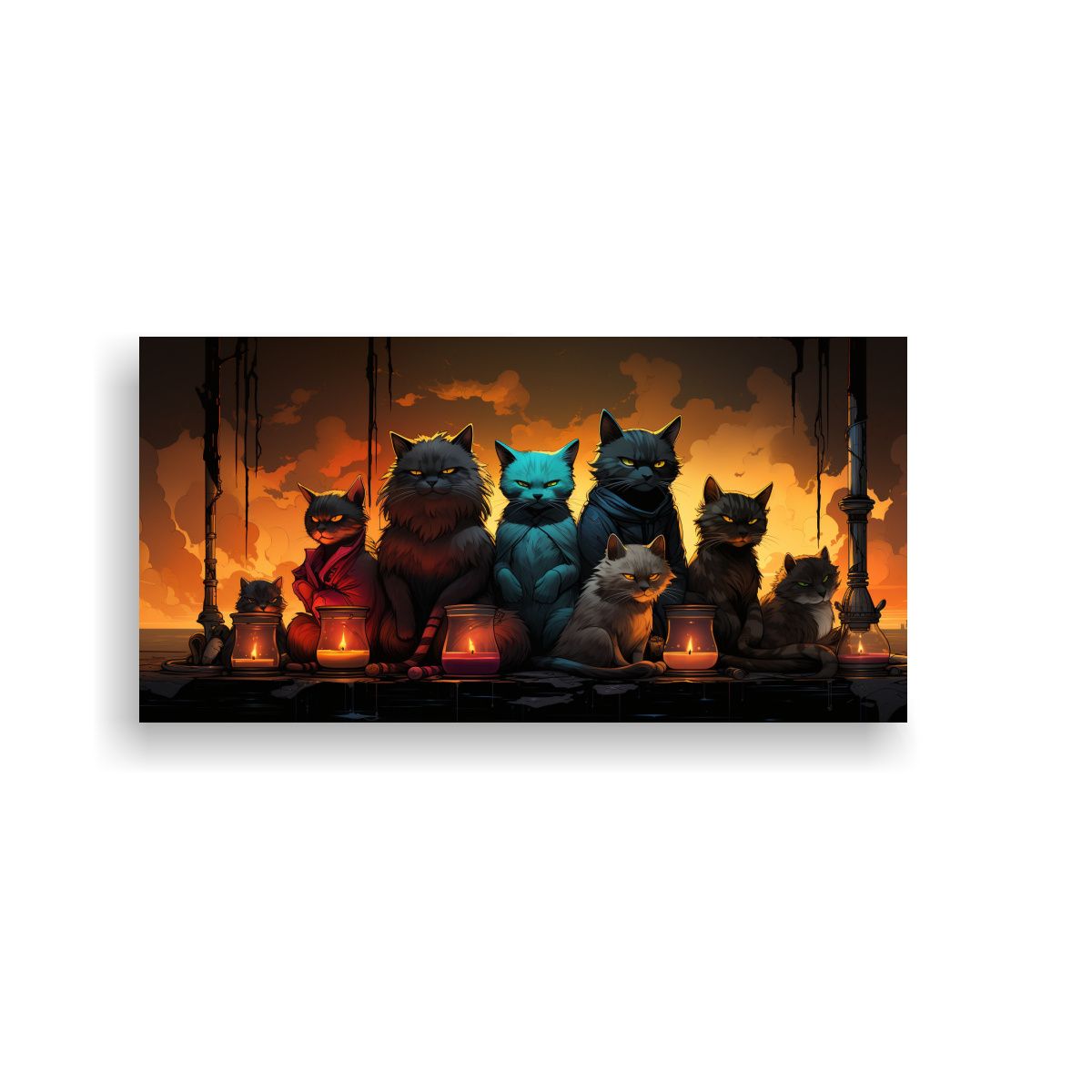 GENERICO - Pinturas De Decoración De Pared Con Tema De Gatos 160x80cm