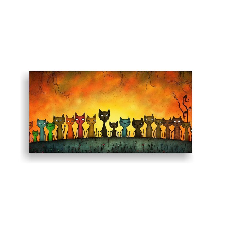 GENERICO - Cuadro Tonos Street Art Familia De Gatos Impresion 160x80cm