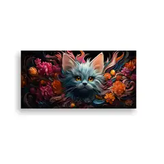 GENERICO - Ventana De Arte Digital De Vidrieras Con Gatito Ly 160x80cm.