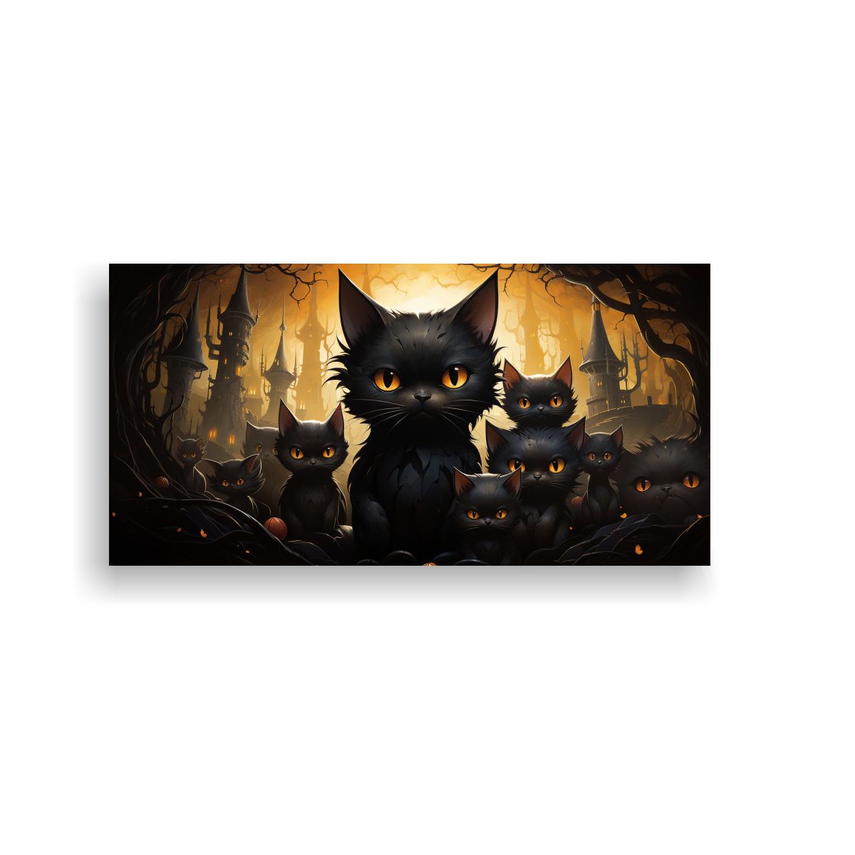 GENERICO - Pinturas Decorativas De Gatos Negros Agrupados Jun 160x80cm