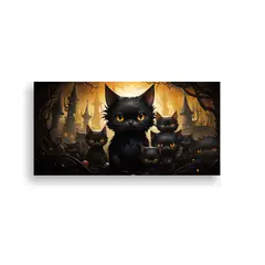 GENERICO - Pinturas Decorativas De Gatos Negros Agrupados Jun 160x80cm