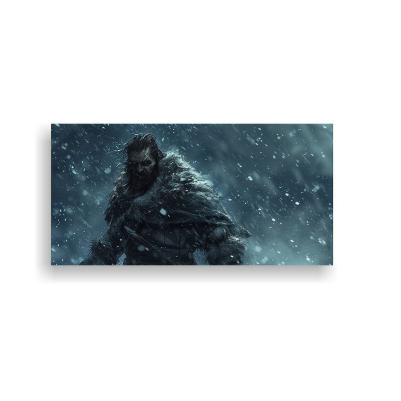 GENERICO - Pintura Original Hombre Feroz En La Nieve 21 Alta  160x80cm