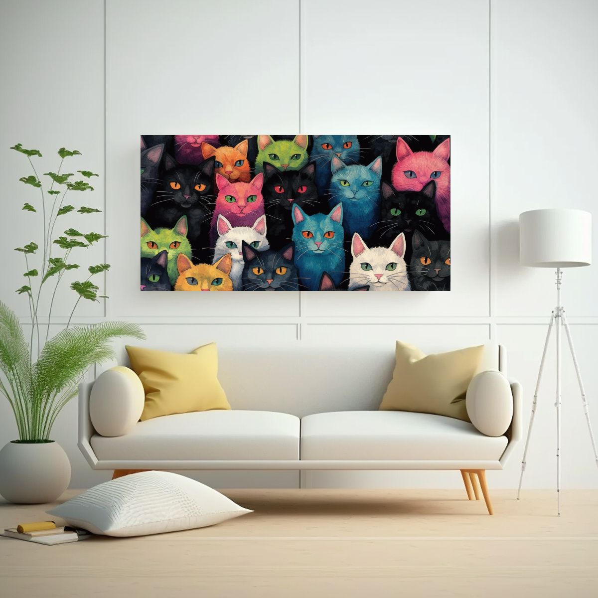 GENERICO - Patrón De Gato Mágico En Acuarela Con Colores Br 160x80cm