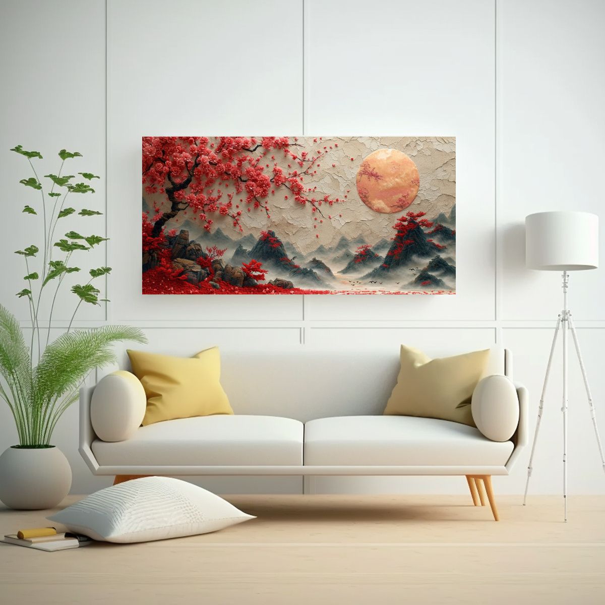 GENERICO - Pintura Decorativa Con Escena De árboles Japonese 160x80cm.