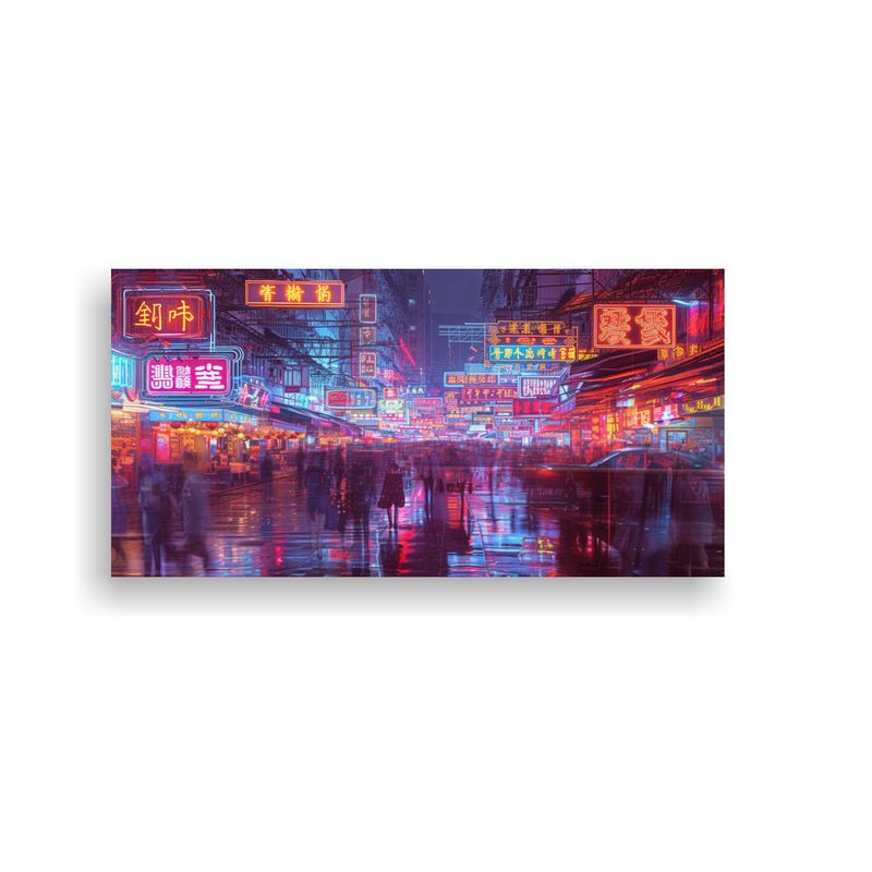 GENERICO - Pintura Decorativa De Ciudad Nocturna Con Luces De 160x80cm
