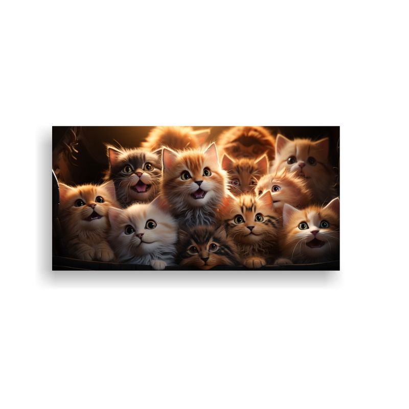 GENERICO - Cuadro Dibujo Estilo Gatitos Sonrientes En Manada 160x80cm