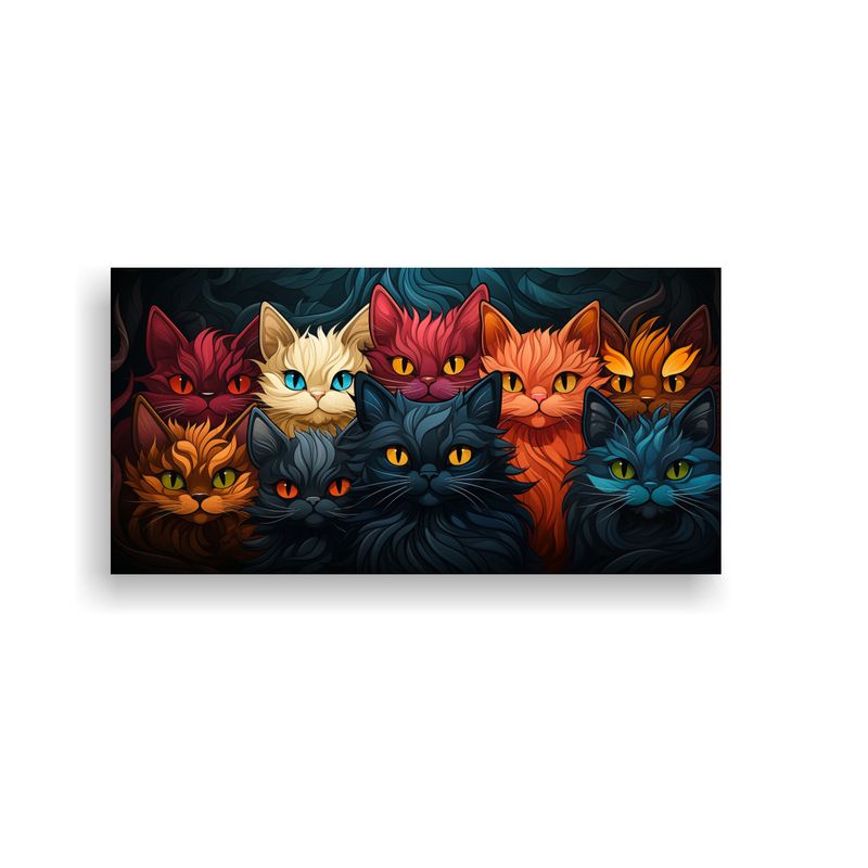 GENERICO - Cuadro De Gatos En Colores Pastel Para Decoración 160x80cm