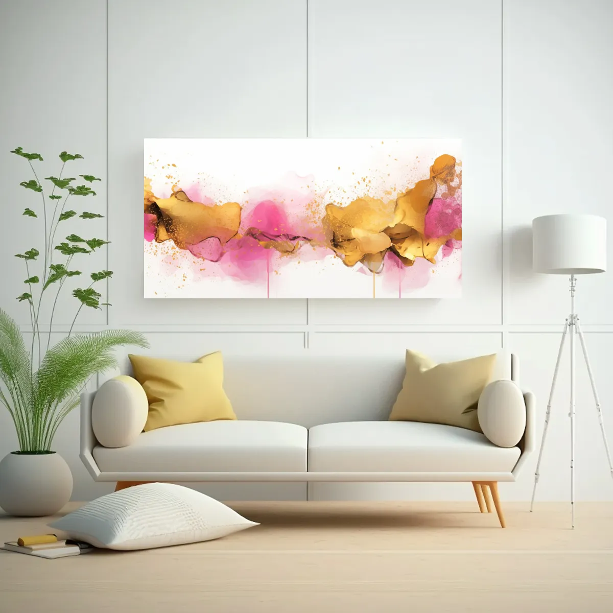 GENERICO - Pinturas Decorativas Abstractas Rosa Y Dorado Con  160x80cm