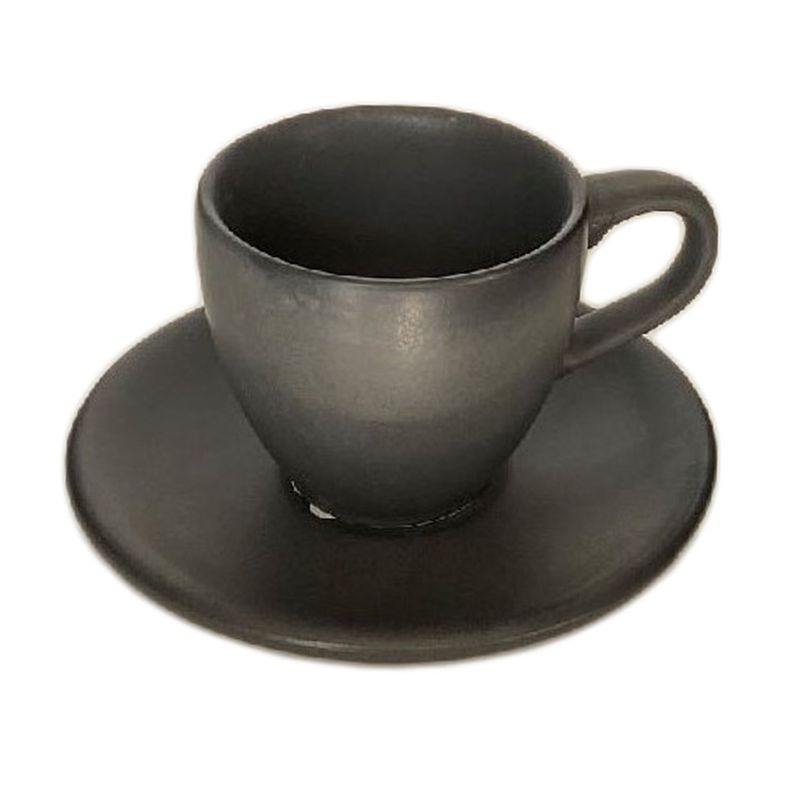 GENERICO - Taza Cafe 80 ml C/Platillo Color Negro Set 6 pcs