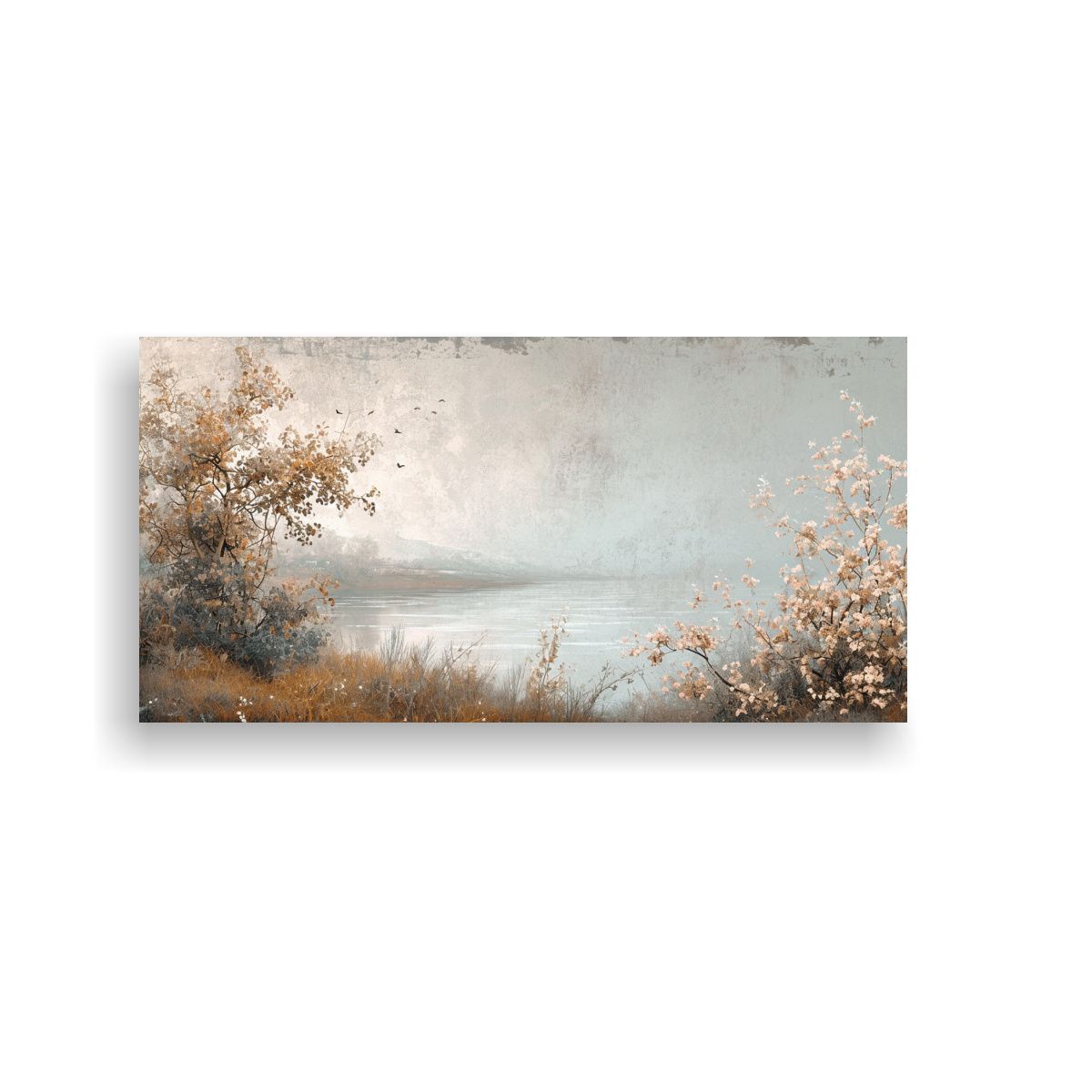 GENERICO - Paisaje Minimalista Islandés En Lienzo Arte Grá 160x80cm.