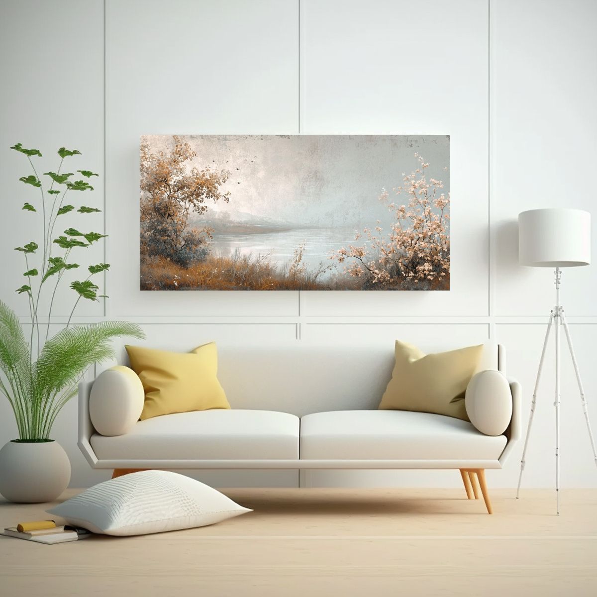 GENERICO - Paisaje Minimalista Islandés En Lienzo Arte Grá 160x80cm.