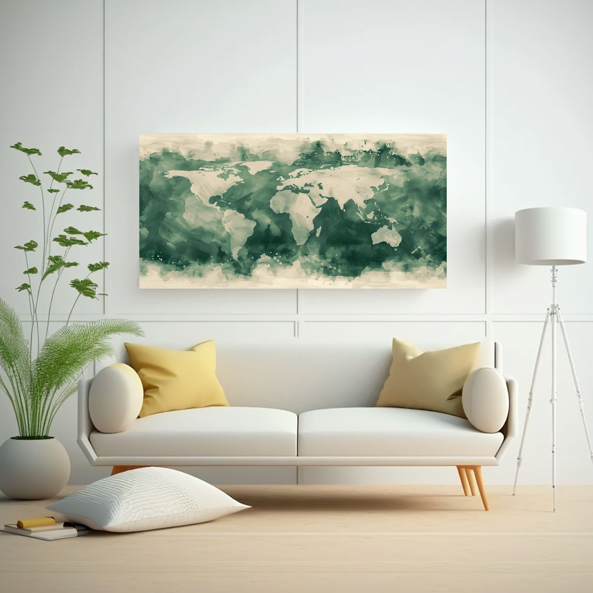 GENERICO - Pintura Abstracta Del Mundo En Verde Con Tinta Chi 160x80cm