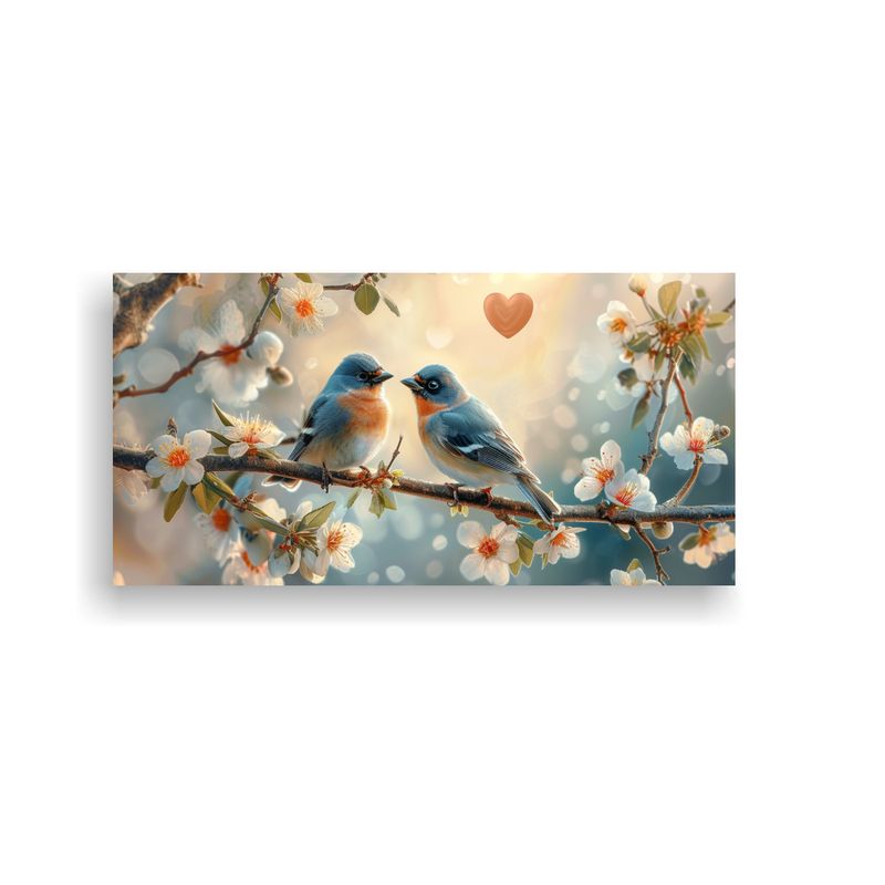 GENERICO - Cuadro Juvenil De Tela Canvas Lovebirds On A Branc 160x80cm