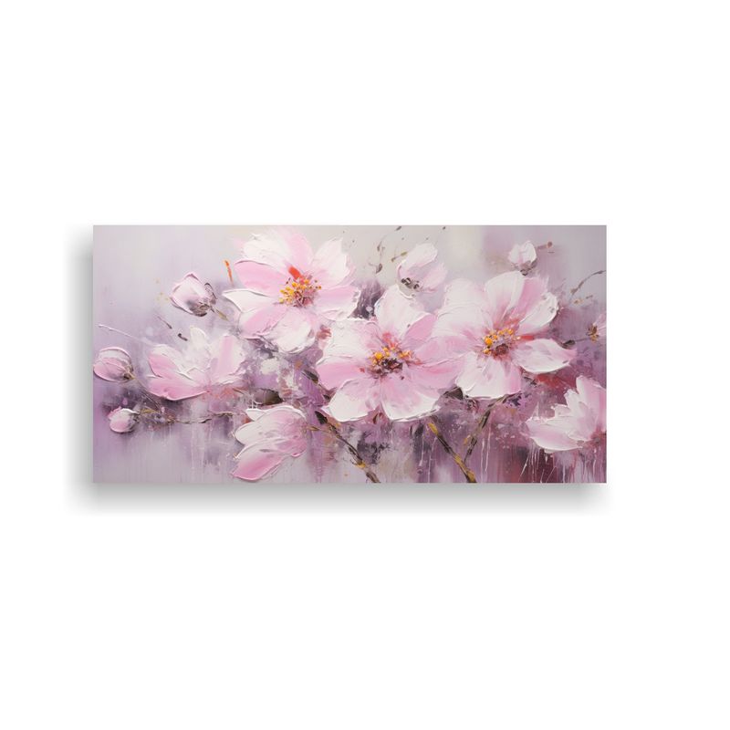 GENERICO - Cuadro Flores Rosa En Lienzo Estilo Naturaleza Viv 160x80cm