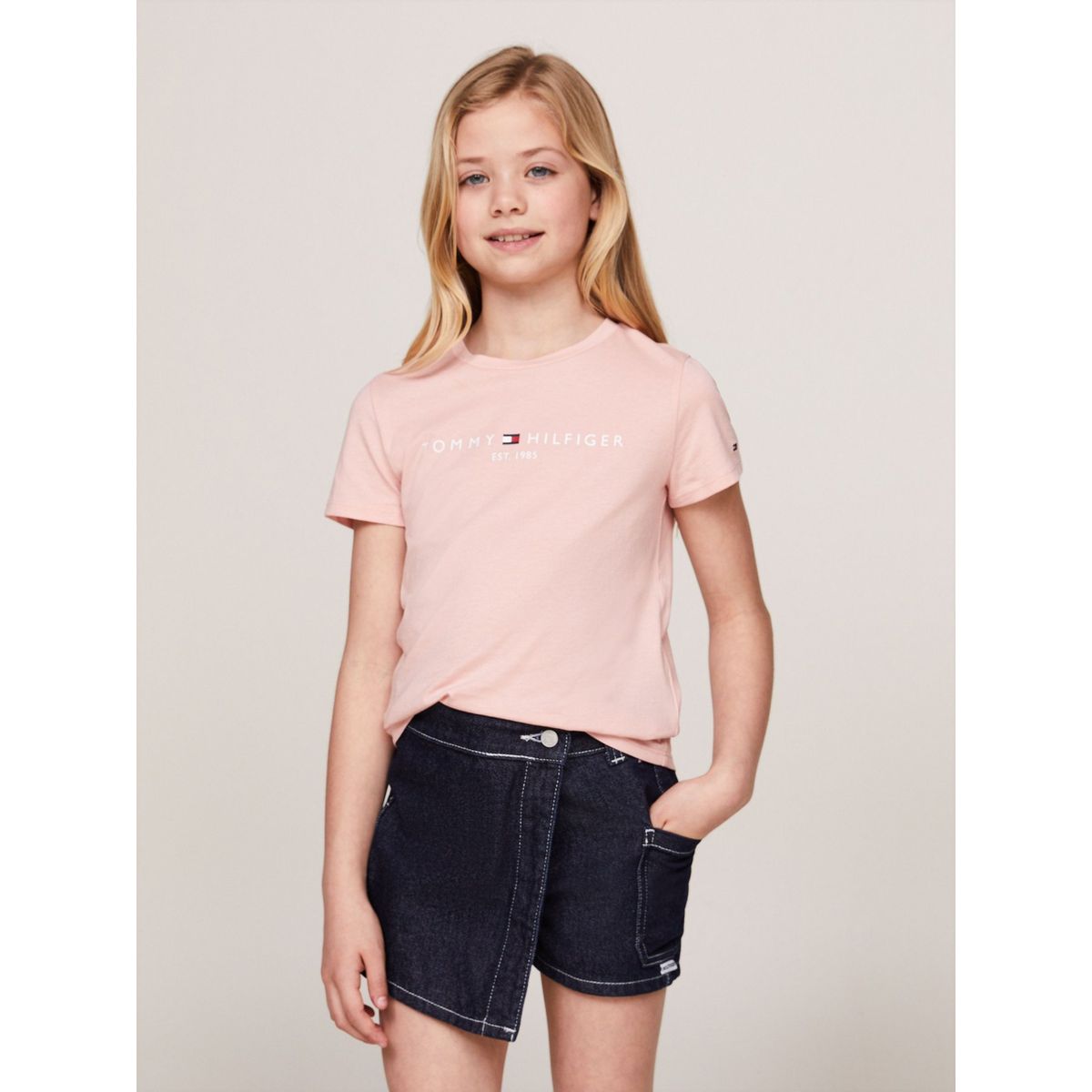 TOMMY HILFIGER - Polera Essential Organic Cotton Rosado Tommy Hilfiger