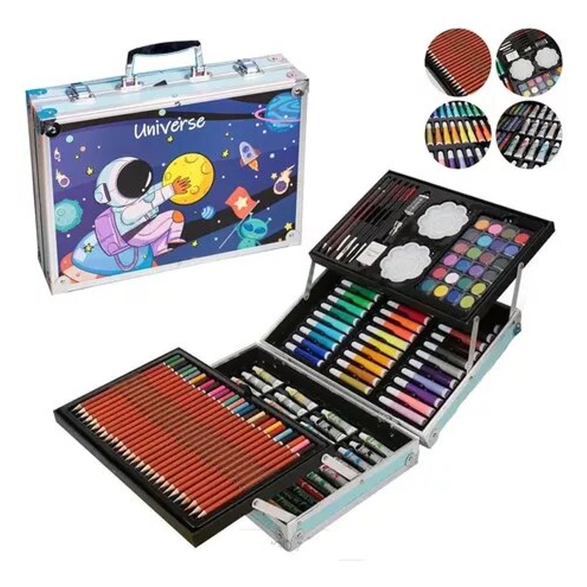 GENERICO - Set De Dibujo 145 Piezas Maleta Aluminio