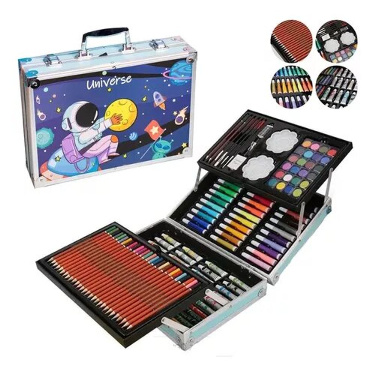 GENERICO - Set De Dibujo 145 Piezas Maleta Aluminio