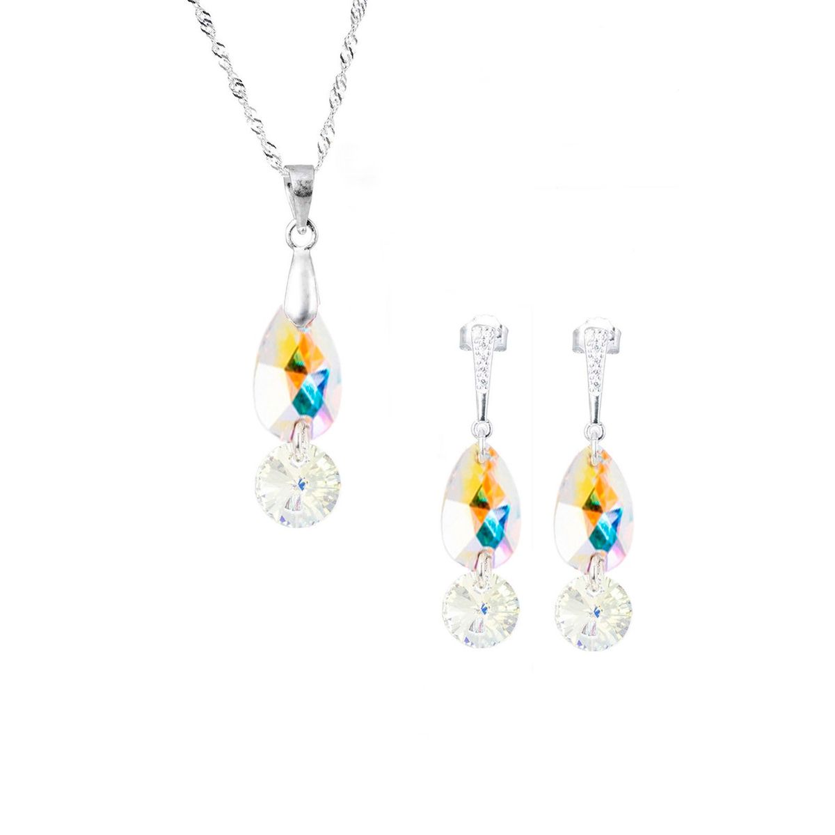 JOYAS MONTERO - Conjunto Manuela Plata 925 creado con cristales de Swarovski® Aurora Boreal