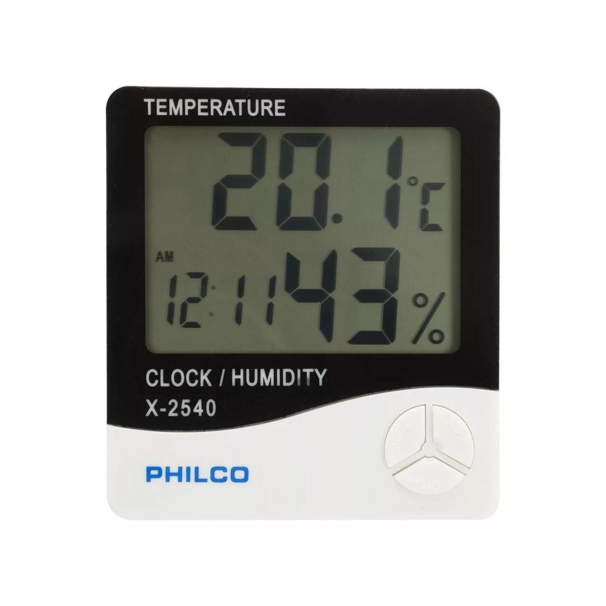 PHILCO - Reloj Termometro Digital Temperatura Humedad Alarma X2540