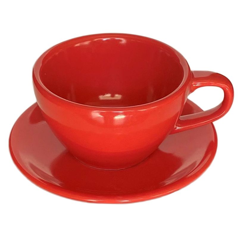 GENERICO - Taza Té 250 ml C/Platillo Color Rojo Set 6 pcs