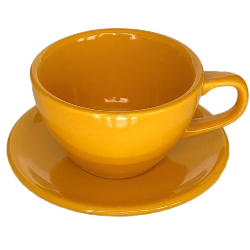 GENERICO - Taza Té 300 ml C/Platillo Color Amarillo Set 6 pcs
