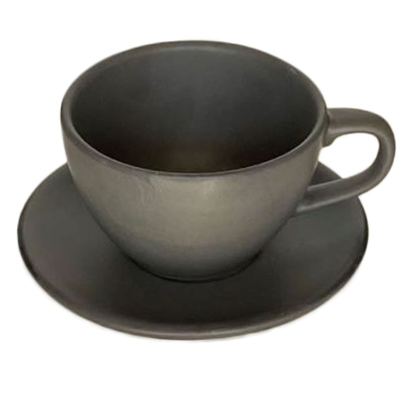 GENERICO - Taza Té 300 ml C/Platillo Color Negro Set 6 pcs