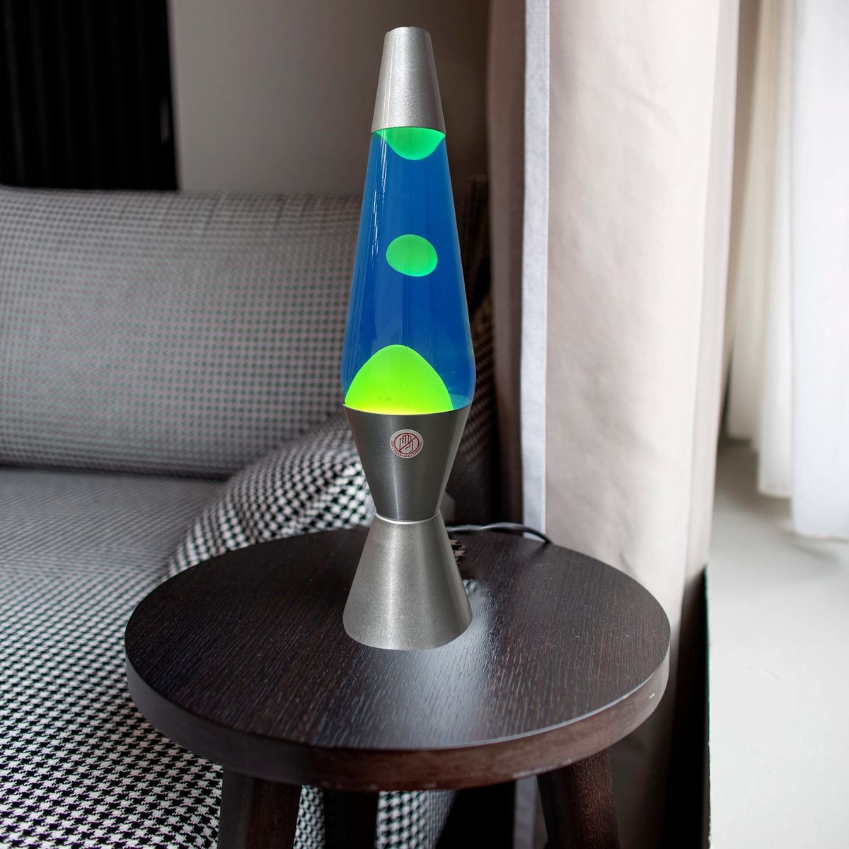 TOLVA - Lampara de lava 40 cms modelo Americano base plata color azul amarillo