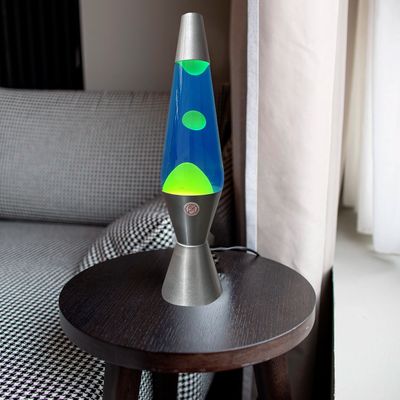 Imagen 2 del producto Lampara de lava 40 cms modelo Americano base plata color azul amarillo