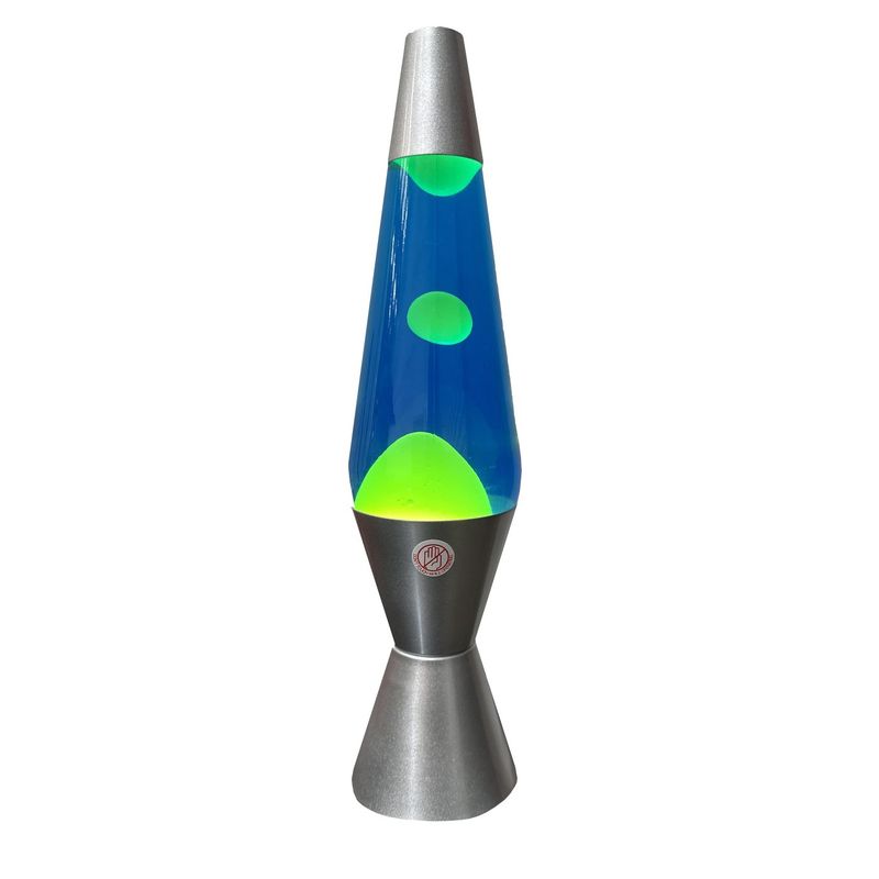 TOLVA - Lampara de lava 40 cms modelo Americano base plata color azul amarillo