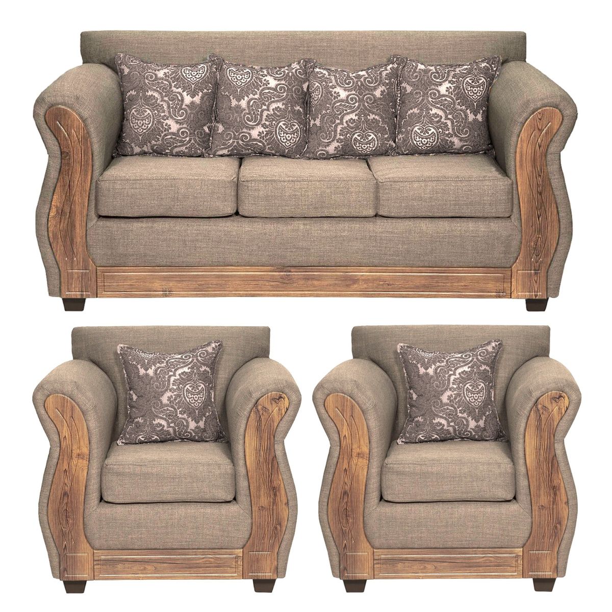 ADONIS LEUDH - Living 3+1+1 Caburgua Tela Lisa Suave Color Beige X