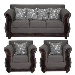 ADONIS LEUDH - Living 3+1+1 Caburgua Tela Lisa Suave Color Gris Oscuro