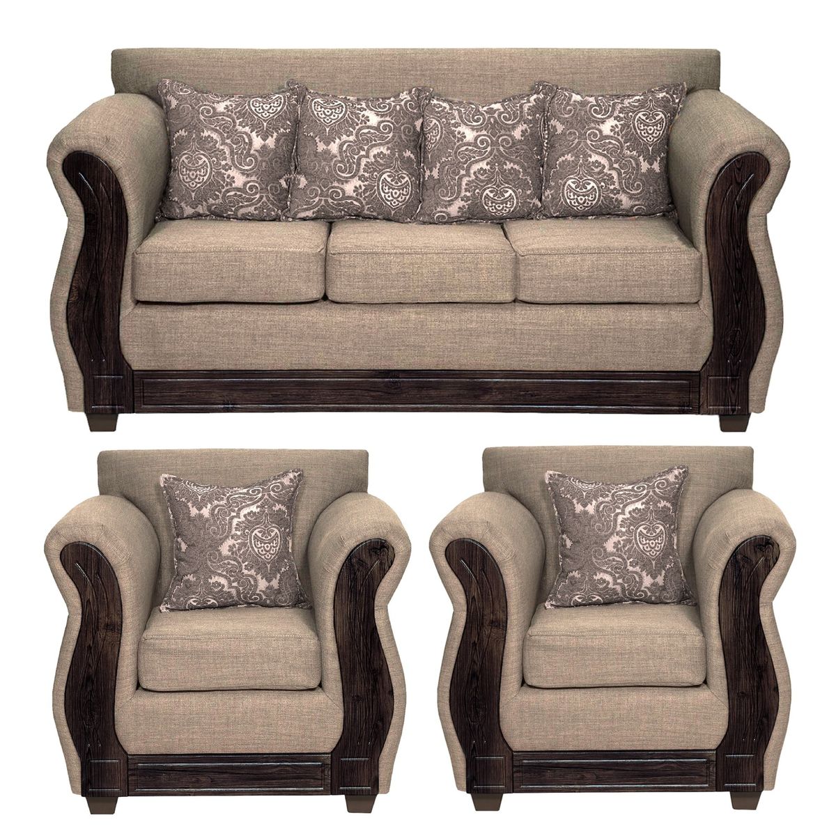 ADONIS LEUDH - Living 3+1+1 Caburgua Tela Lisa Suave Color Beige