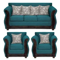 ADONIS LEUDH - Living 3+1+1 Caburgua Tela Lisa Suave Color Esmeralda Oscuro
