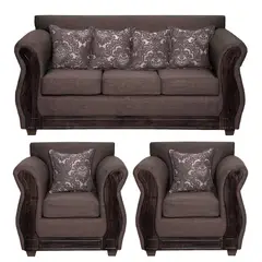 ADONIS LEUDH - Living 3+1+1 Caburgua Tela Lisa Suave Color Chocolate Oscuro