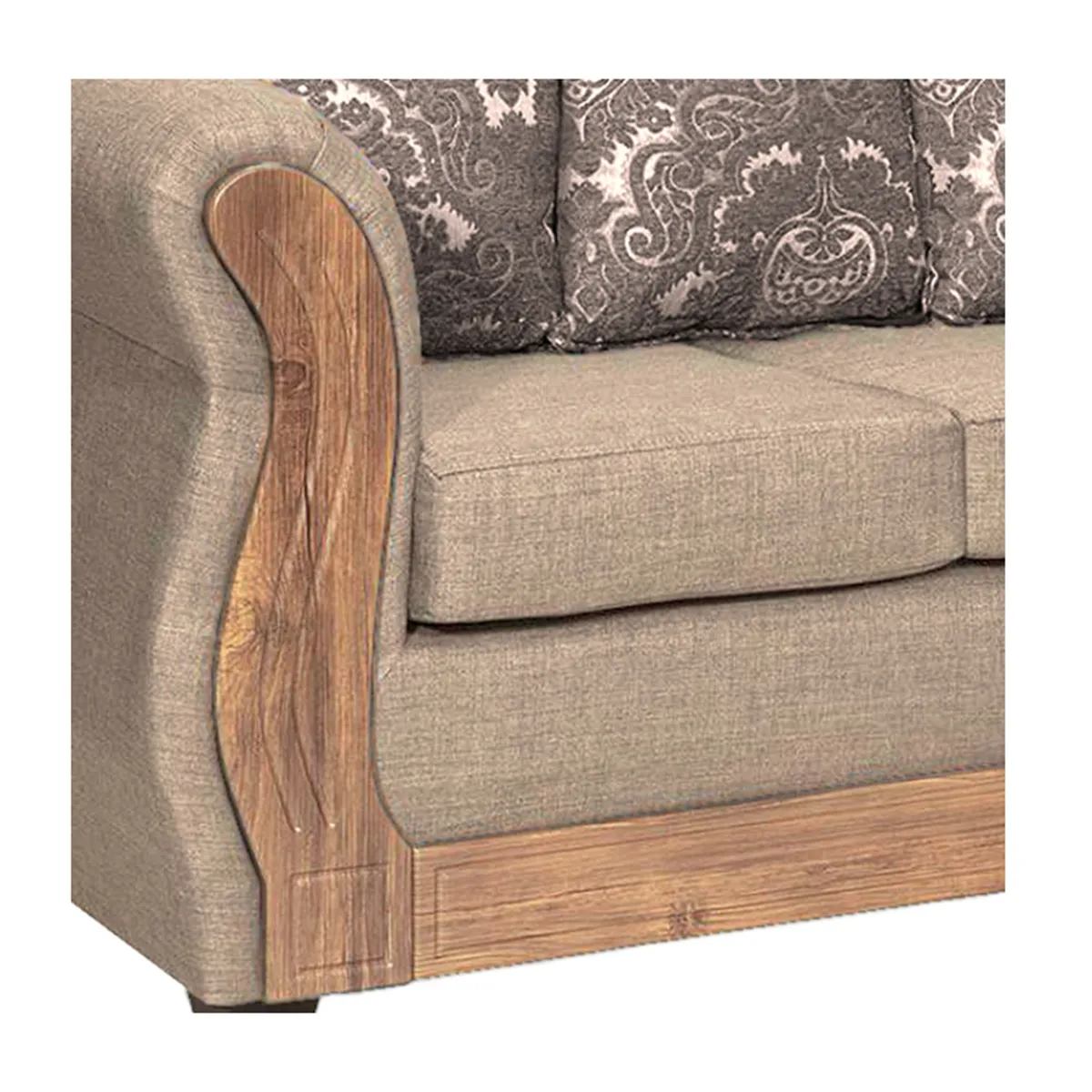 ADONIS LEUDH - Sofá 3 Personas Caburgua Tela Lisa Suave Color Beige X