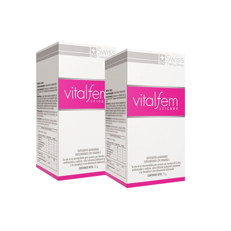 SWISS NATURE LABS - Vitalfem Uricare 2 Frascos con 30 capsulas c/u
