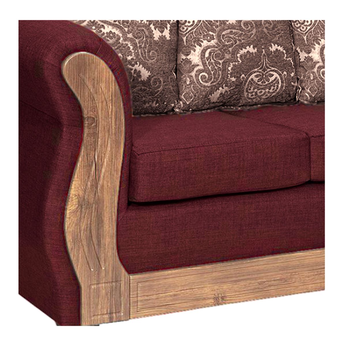 ADONIS LEUDH - Sofá 3 Personas Caburgua Tela Lisa Suave Color Burdeo X