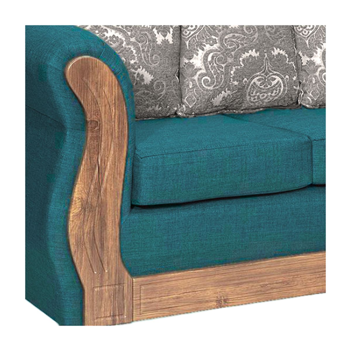 ADONIS LEUDH - Sofá 3 Personas Caburgua Tela Lisa Suave Color Esmeralda Oscuro X