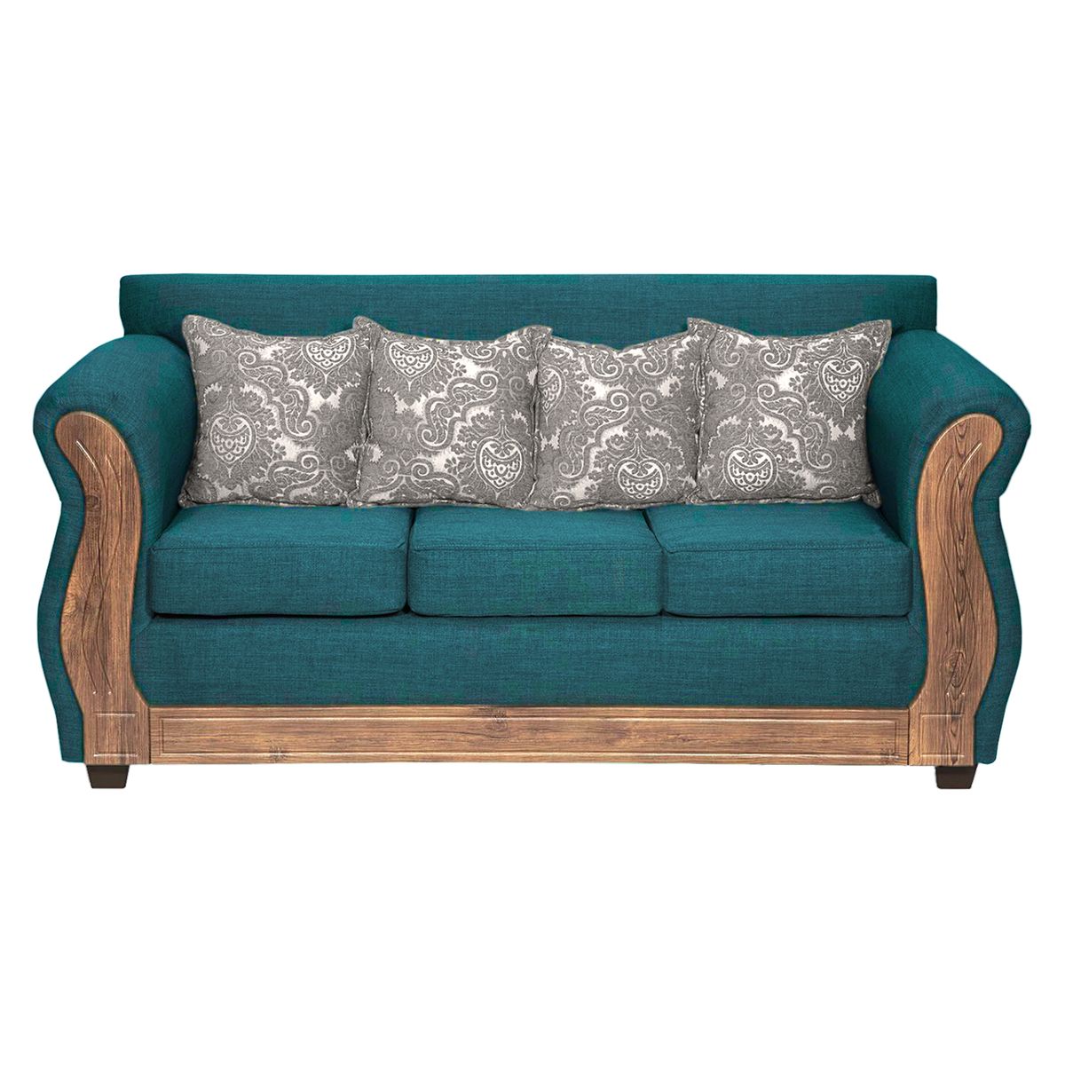 ADONIS LEUDH - Sofá 3 Personas Caburgua Tela Lisa Suave Color Esmeralda Oscuro X