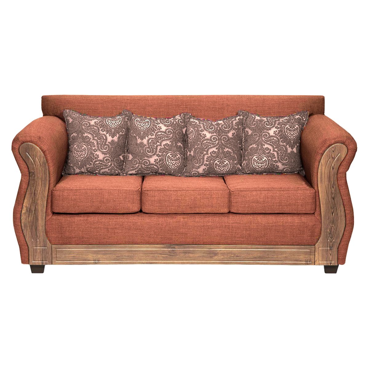 ADONIS LEUDH - Sofá 3 Personas Caburgua Tela Lisa Suave Color Naranjo X