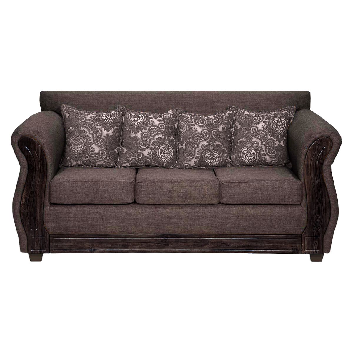 ADONIS LEUDH - Sofá 3 Personas Caburgua Tela Lisa Suave Color Chocolate Oscuro