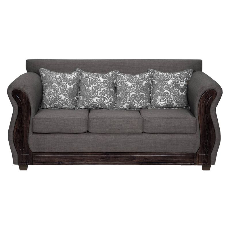 ADONIS LEUDH - Sofá 3 Personas Caburgua Tela Lisa Suave Color Gris Oscuro