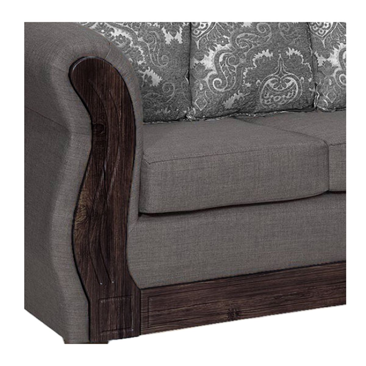 ADONIS LEUDH - Sofá 3 Personas Caburgua Tela Lisa Suave Color Gris Oscuro