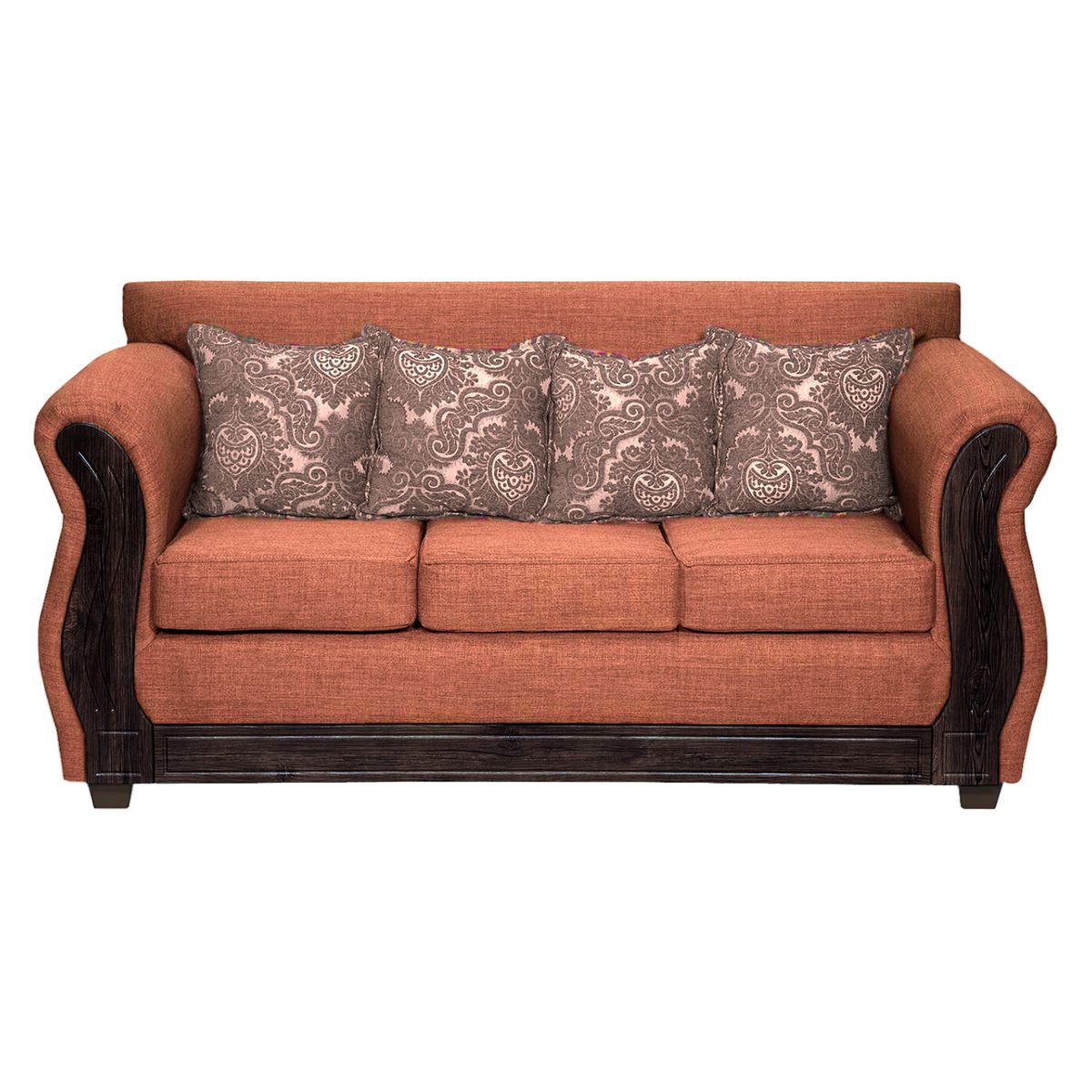 ADONIS LEUDH - Sofá 3 Personas Caburgua Tela Lisa Suave Color Naranjo