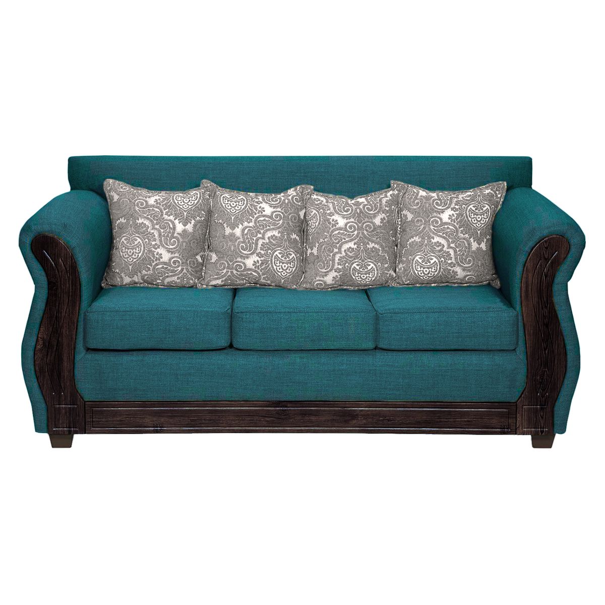 ADONIS LEUDH - Sofá 3 Personas Caburgua Tela Lisa Suave Color Esmeralda Oscuro