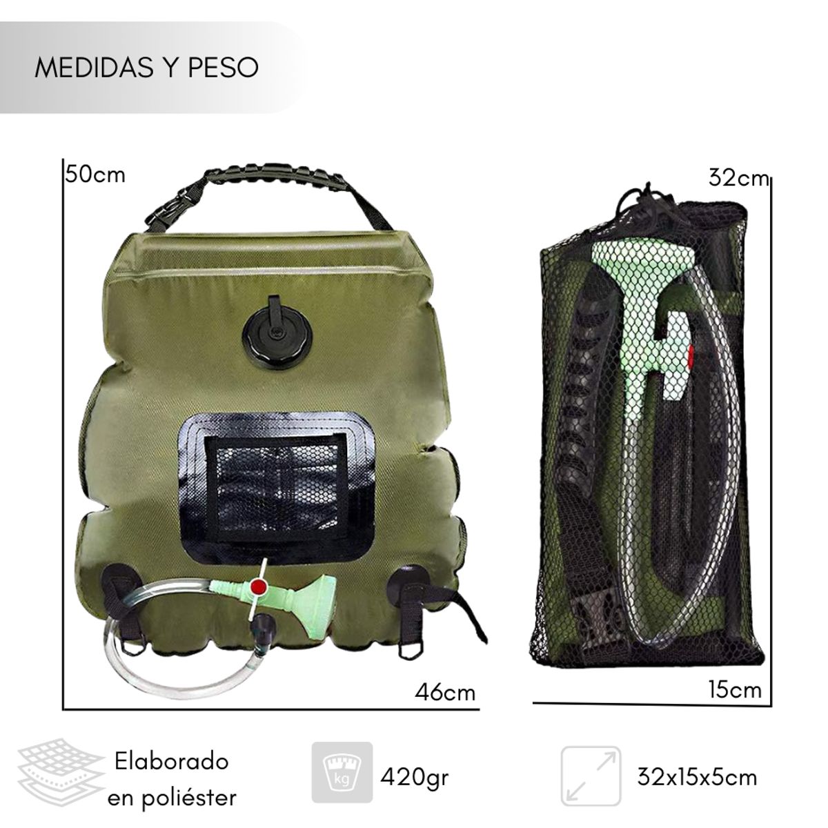 GENERICO - Ducha Camping Solar Bolsa De Baño Portátil Exteriores 20l