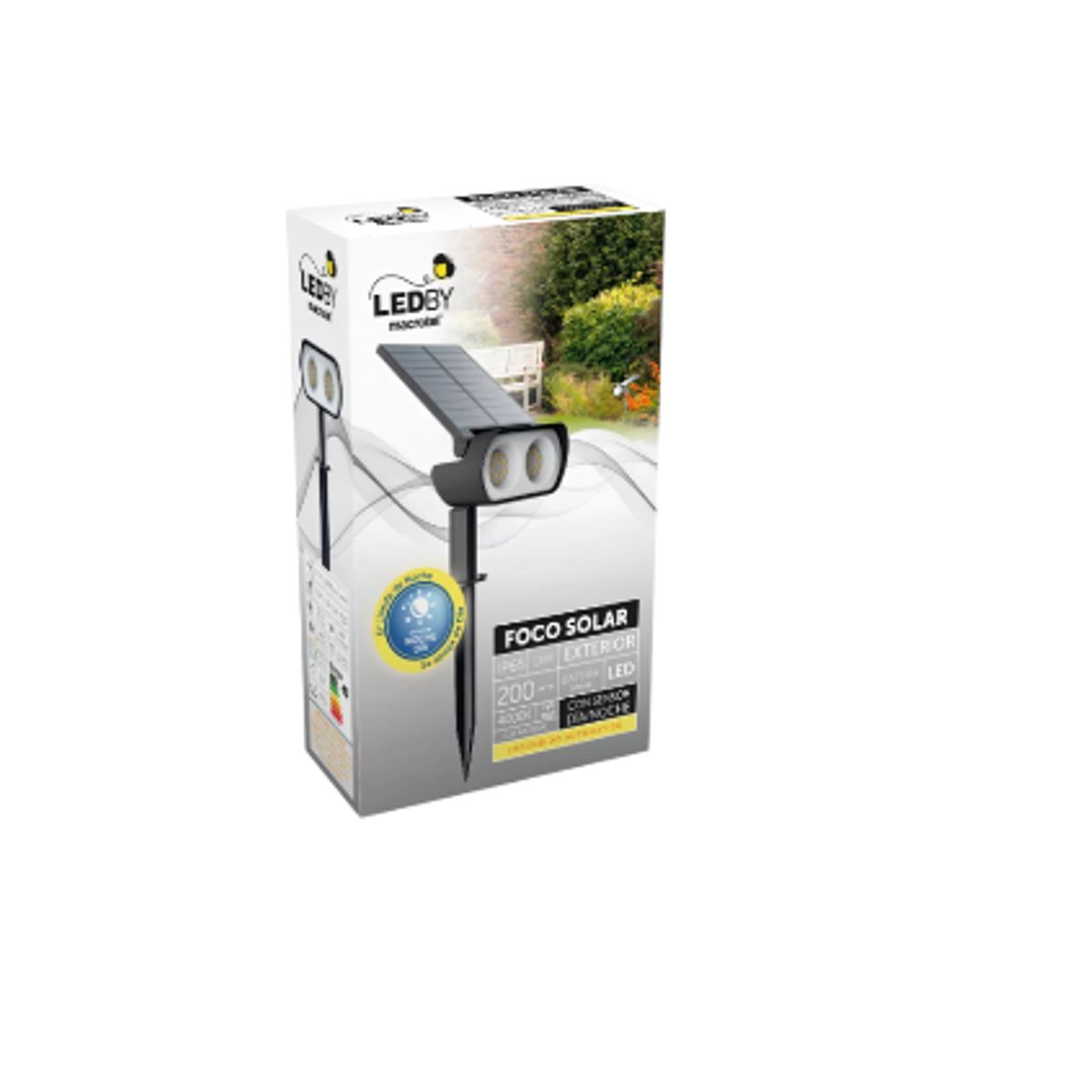 MACROTEL - FOCO LED EXTERIOR CON PANEL SOLAR LUZ NEUTRA
