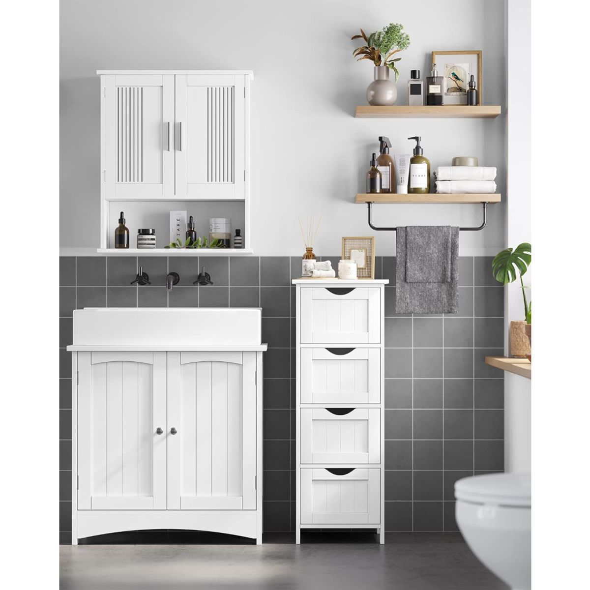 SPACEZAT - Mueble Organizador Blanco Multiuso 4 Cajones Salem